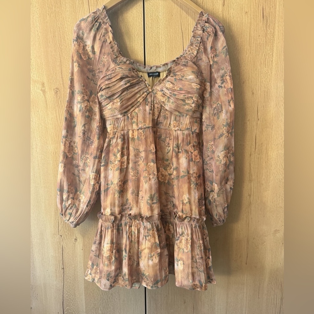 Blu Pepper Peach Floral Midi Dress